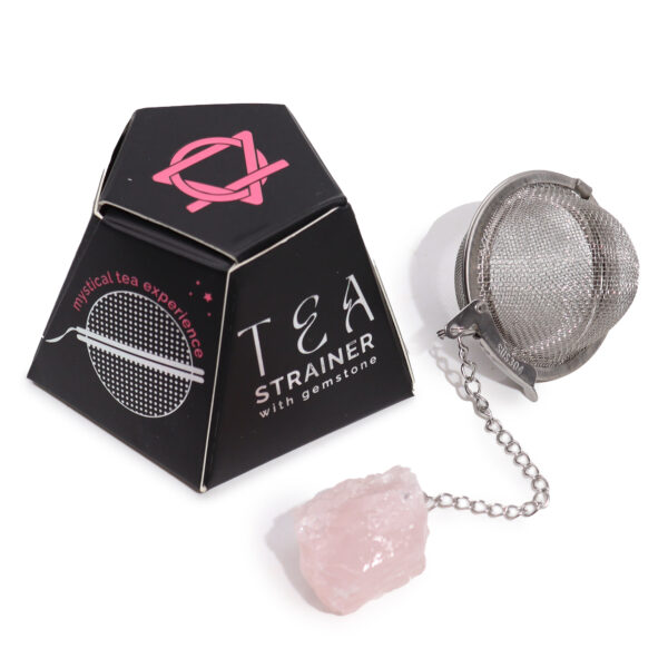 Colador de té de piedras preciosas de cristal crudo - Cuarzo rosa