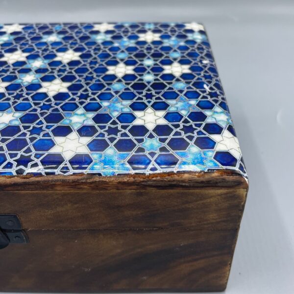 Caja Grande de Cerámica Esmaltada - 20x15x7.5cm - Estrellas Azules - Imagen 2