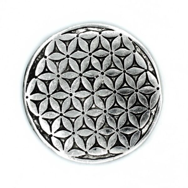 PortaIncienso Flor de la Vida Aluminio Pulido 11cm - Imagen 2